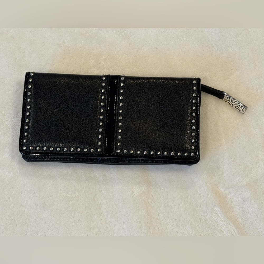 Brighton Pretty Tough Large Black Leather Studded Folio Wallet - Picture 12 of 12